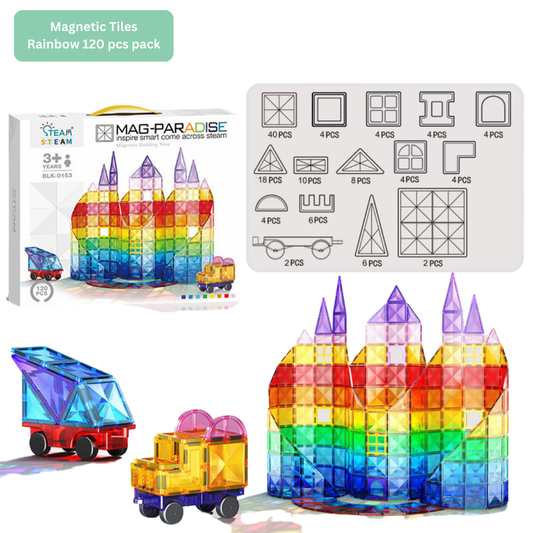 Magnetic Tiles Rainbow 120Pc Mag-Paradise