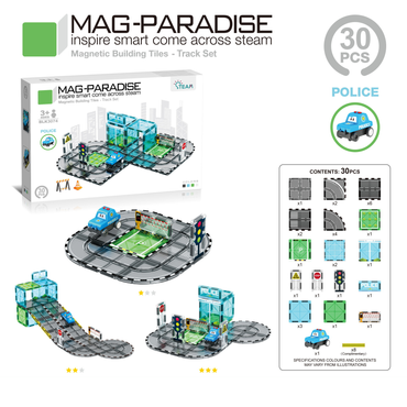 Magnetic Tiles Police Station set 30Pcs Mag-Paradise