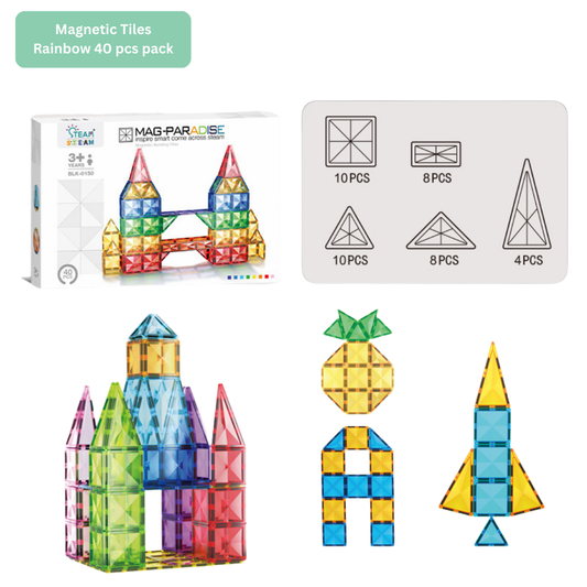 Magnetic Tiles Rainbow 40Pc Mag-Paradise