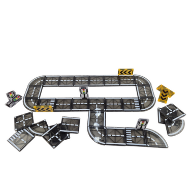 41-Piece Road Plate Magnetic Tile Set built 1