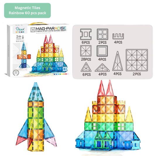 Magnetic Tiles Rainbow 60Pc Mag-Paradise
