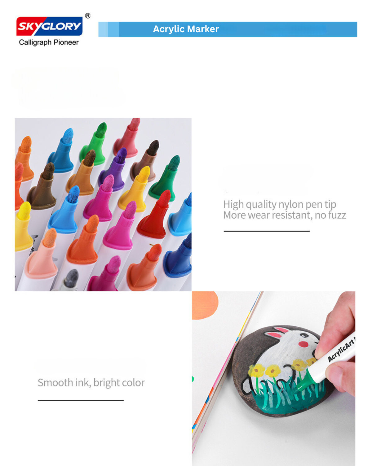 Acrylic Art Markers - 12 Vibrant Colors for Creative Expression