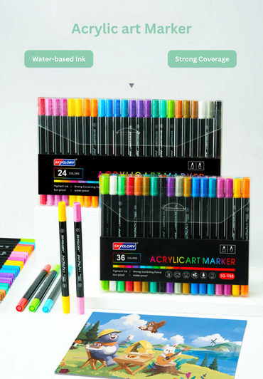 Acrylic Art Markers - 24 Premium Colours for Professional Artists and Creatives