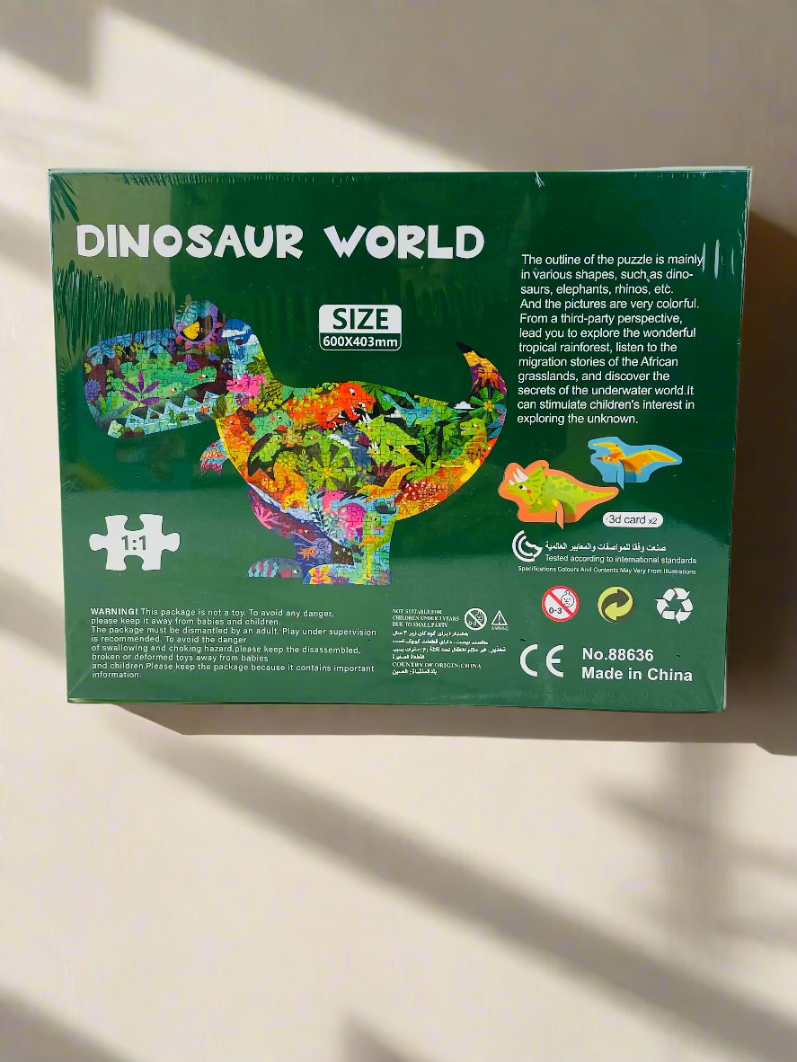 Dinosaur World Puzzle – 295-Piece T-Rex Shaped Jigsaw