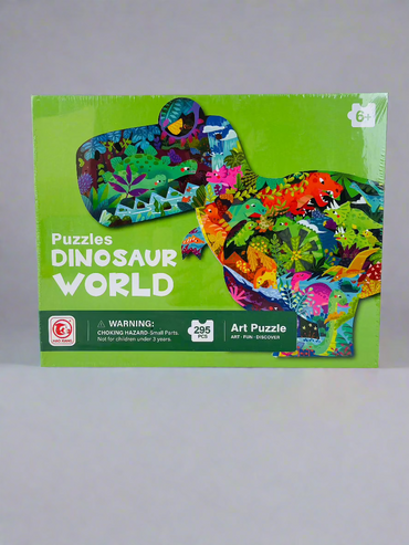 Dinosaur World Puzzle – 295-Piece T-Rex Shaped Jigsaw