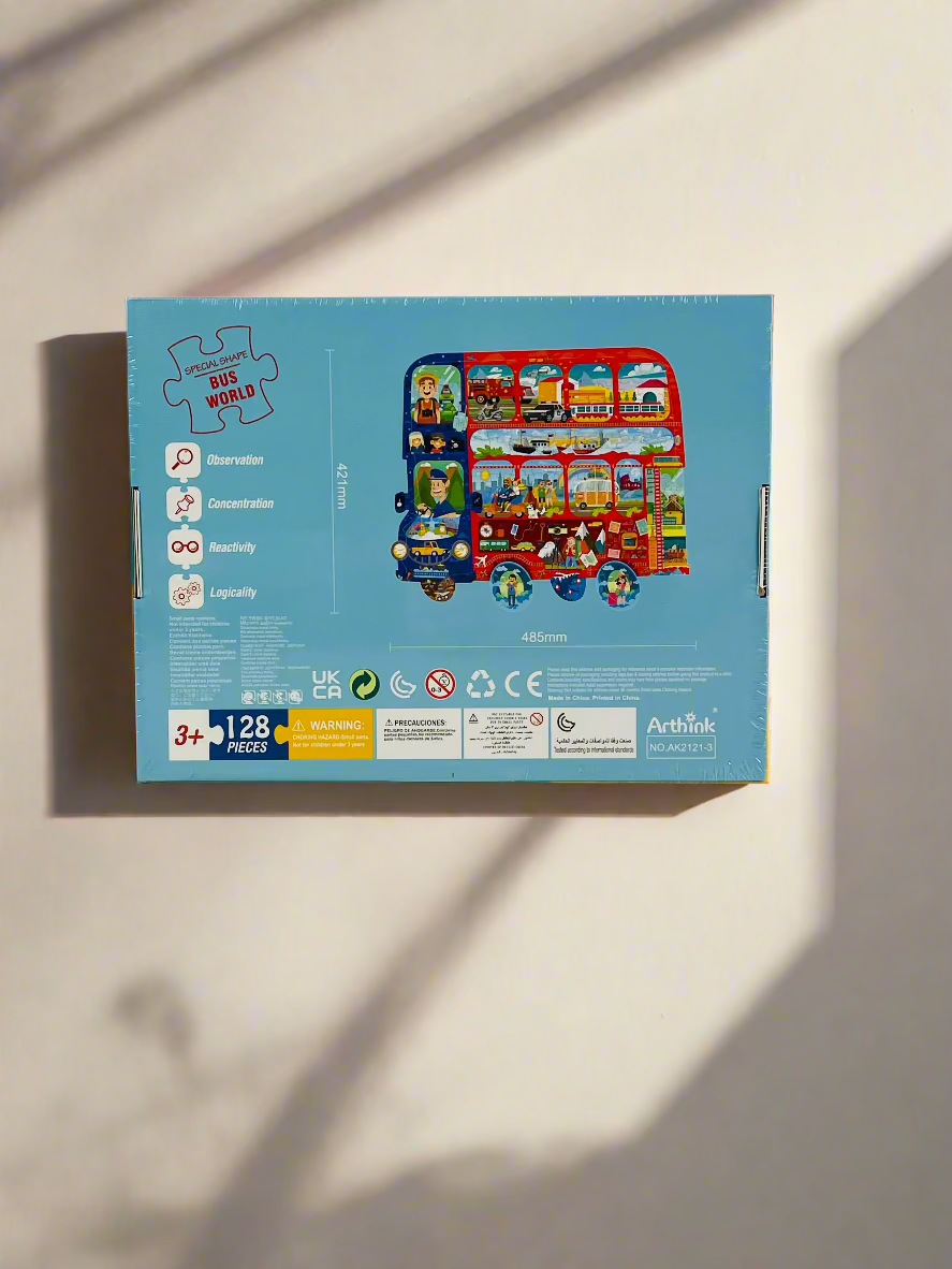 Double-Decker Bus Puzzle – 128-Piece Transportation Adventure Jigsaw Puzzle