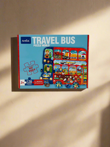 Double-Decker Bus Puzzle – 128-Piece Transportation Adventure Jigsaw Puzzle
