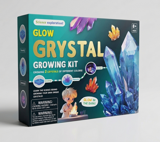 Glow Crystal Growing Kit for Kids – DIY Science Exploration Set to Grow 2 Large Vibrant Crystals