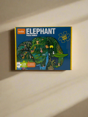 Elephant Puzzle World – 128-Piece Land Animal Jigsaw Puzzle