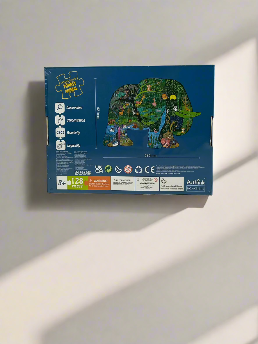 Elephant Puzzle World – 128-Piece Land Animal Jigsaw Puzzle