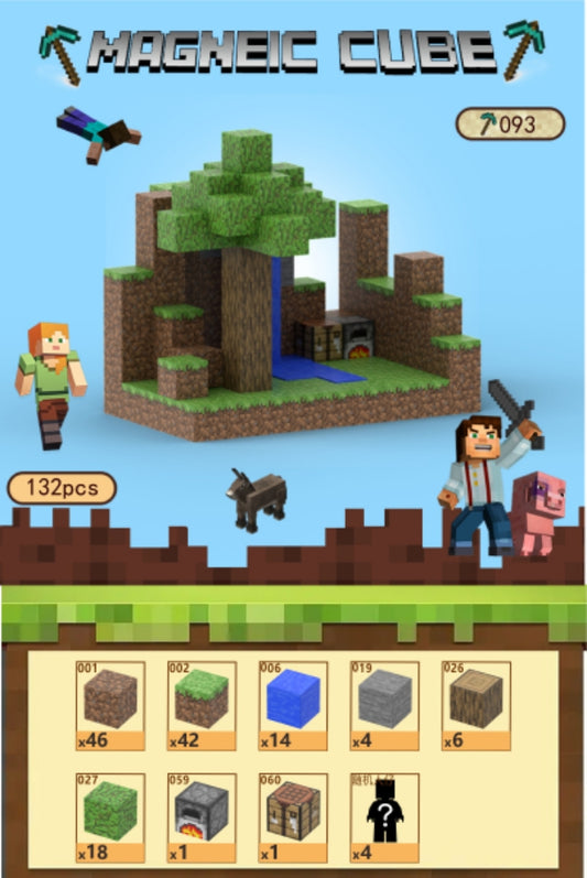 Magnetic Pixel themed Jungle Creek blocks/Cube 132 pcs set
