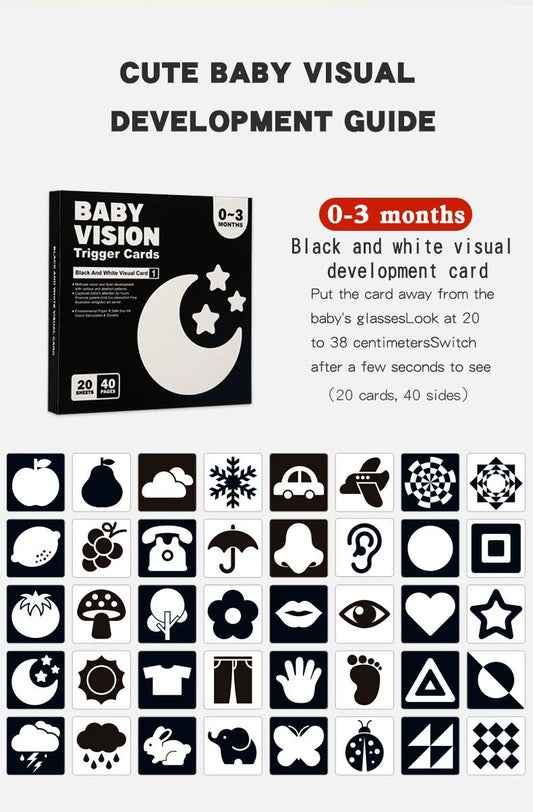 Black and White Flashcards for Newborn 0-3 months