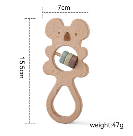 Baby Wooden Animal Rattle - Beech Wood Koala