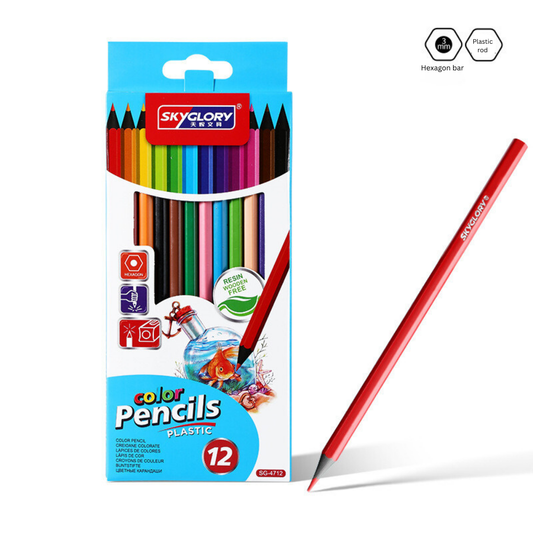 Wood-Free Colored Pencils - 12 Vibrant Colors for Creative Kids