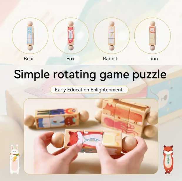 Rotating Animal Shape Matching Toy with Rattle