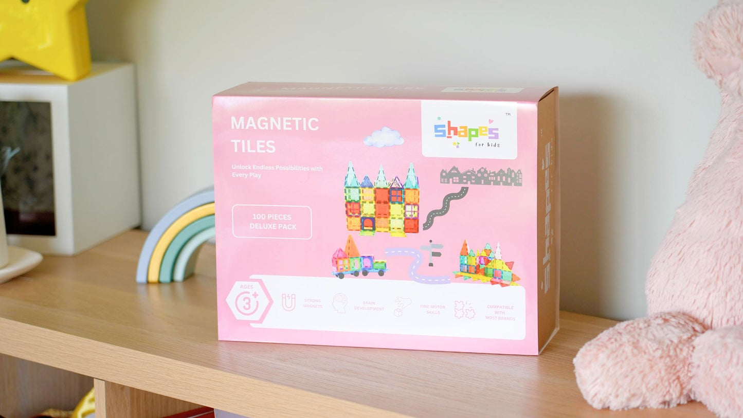 Shapes for Kids 100-Piece Magnetic Tiles Deluxe Pack