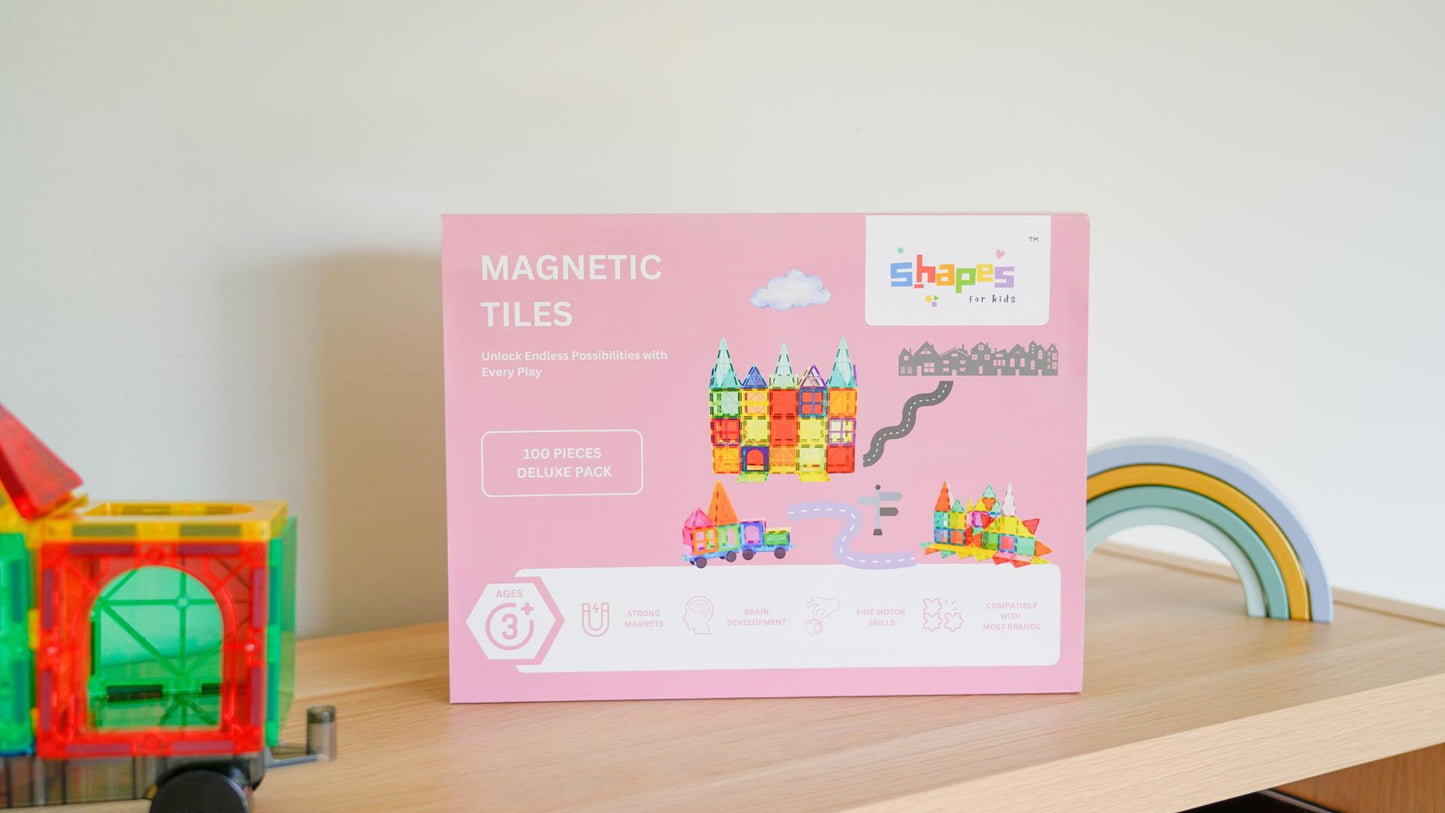 Shapes for Kids 100-Piece Magnetic Tiles Deluxe Pack