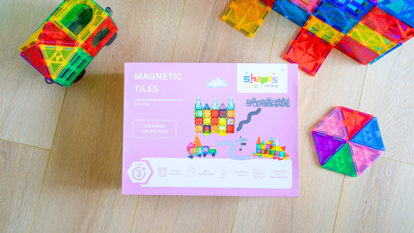 Shapes for Kids 100-Piece Magnetic Tiles Deluxe Pack