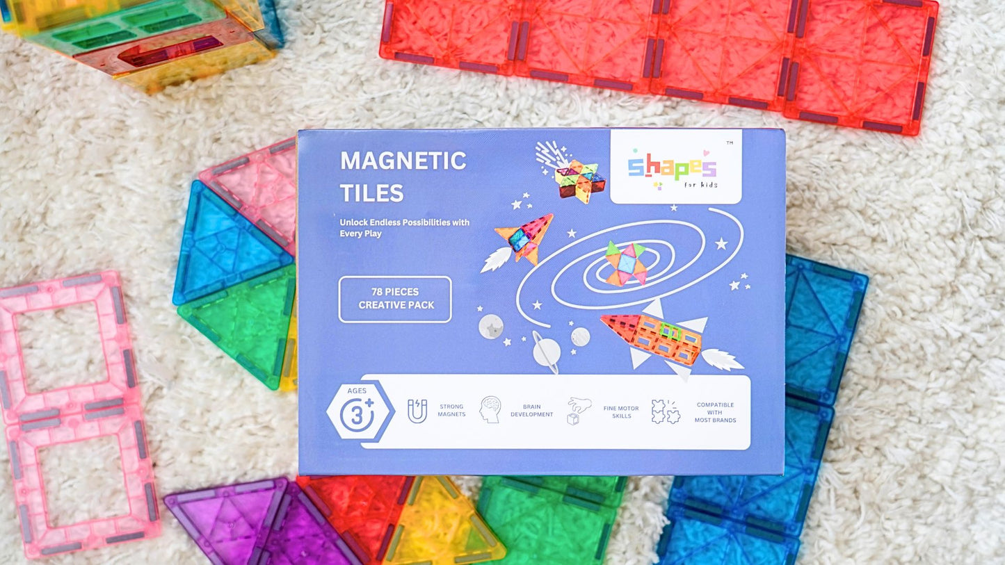 Shapes for Kids 78-Piece Magnetic Tiles Creative Pack
