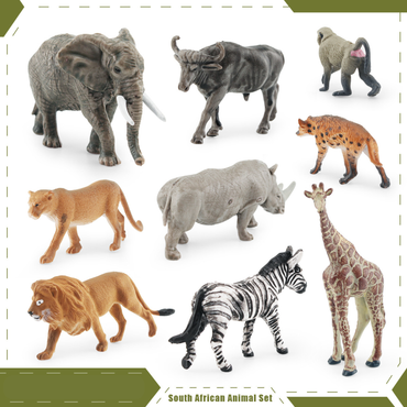 South African Animal Set – 9-Piece Realistic Wildlife Mini Figurine Collection