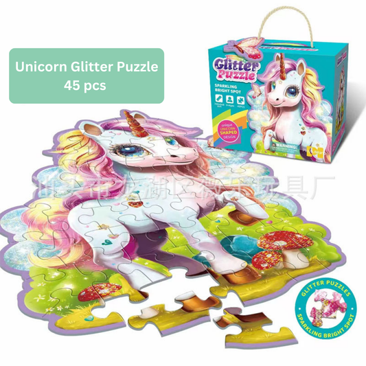 Unicorn Glitter Puzzle – 45-Piece Sparkling Puzzle