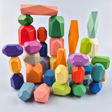 WoodenColorfulStoneBlocksStackingToySetstacked