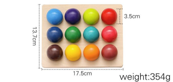 Wooden Rainbow Color Matching Balls Puzzle