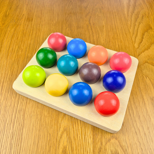 Wooden Rainbow ball matching puzzle