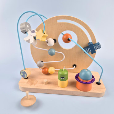 Wooden Space Planet Bead sorting set with top spinning