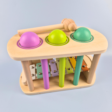Wooden xylophone 2 in 1 hammer set with color matching balls