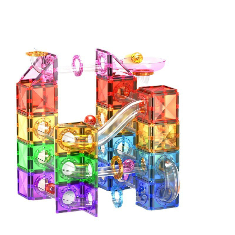 Magnetic Tiles Rainbow Ball Run 155Pc Mag-Paradise