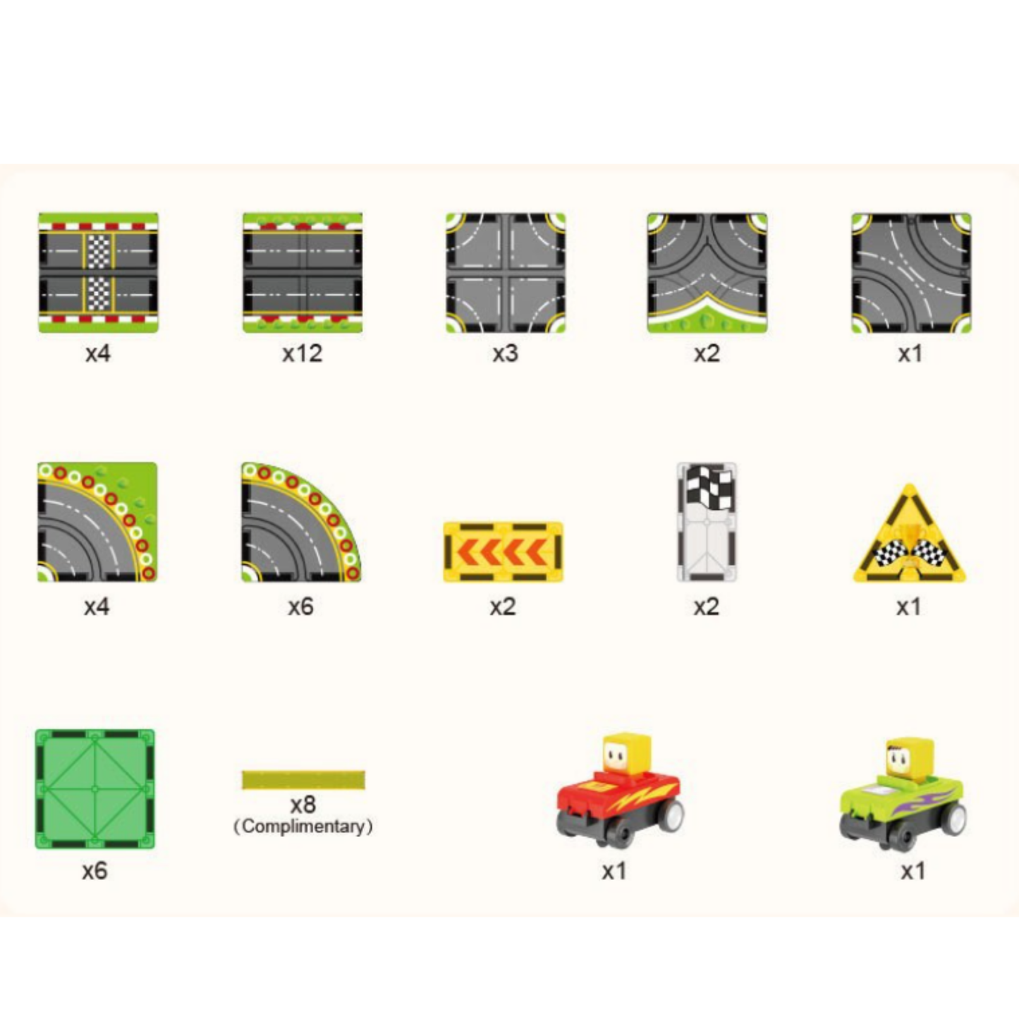 Magnetic Tiles Race Car Track set 45Pcs Mag-Paradise