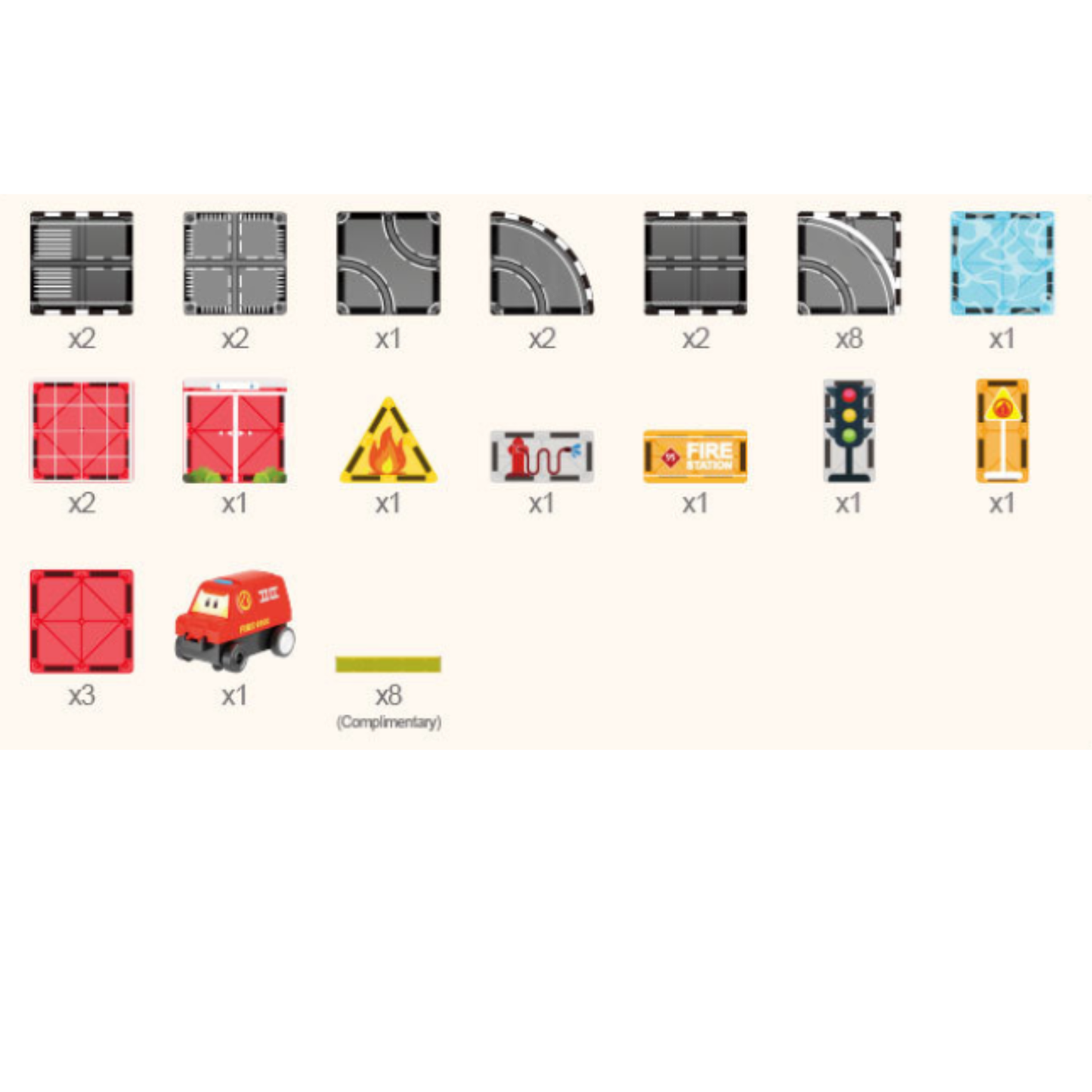 Magnetic Tiles Fire Truck Track Set 30Pcs Mag-Paradise