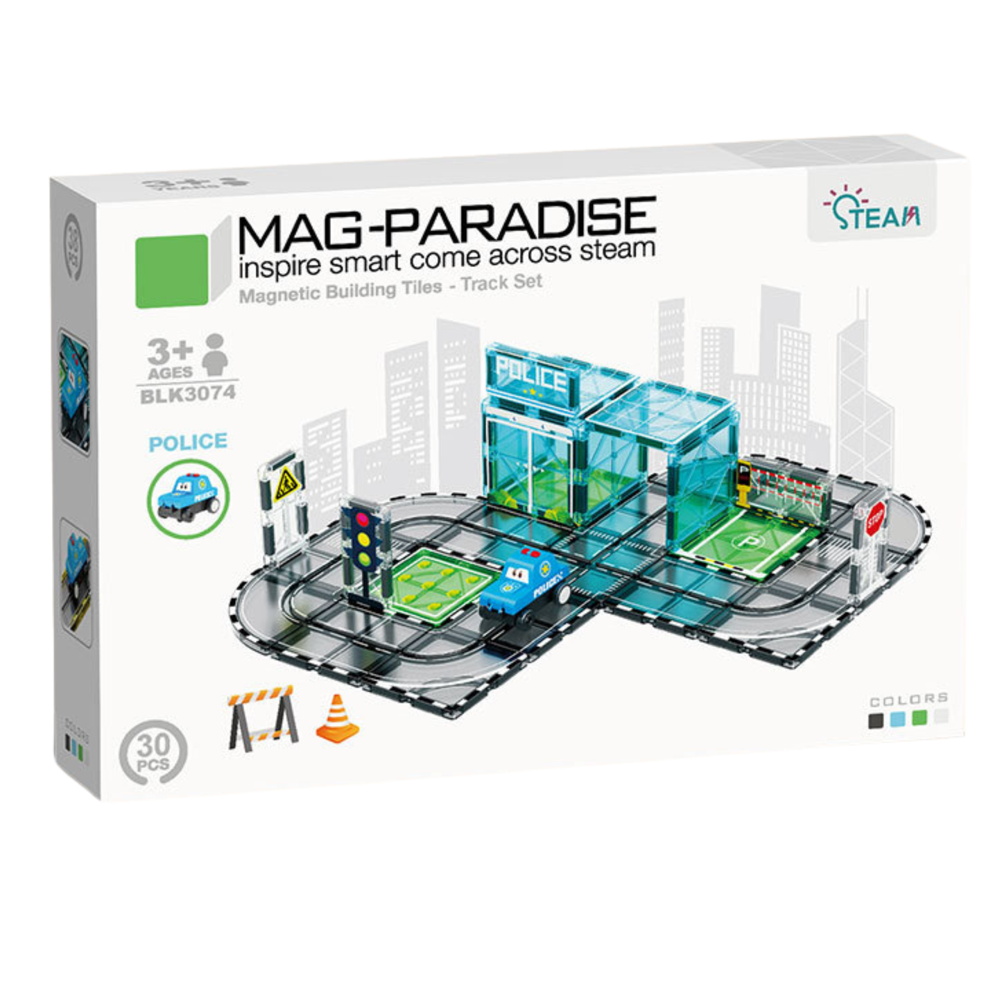 Magnetic Tiles Police Station set 30Pcs Mag-Paradise