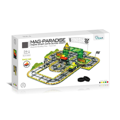 Magnetic Tiles Race Car Track set 45Pcs Mag-Paradise