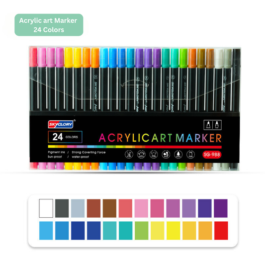 Acrylic Art Markers - 24 Premium Colours for Professional Artists and Creatives
