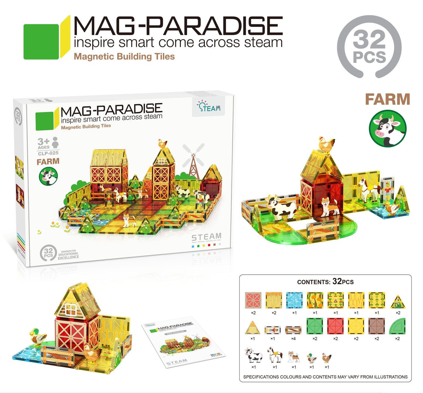 Magnetic Tiles Farm Themed Set 32Pcs Mag-Paradise