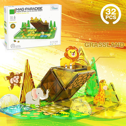 Magnetic Tiles Grassland Themed Set 32Pcs Mag-Paradise