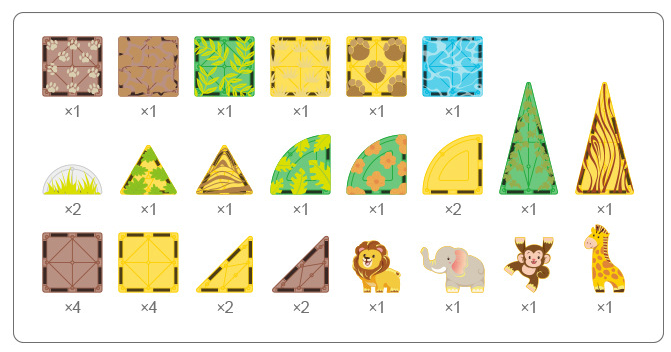 Magnetic Tiles Grassland Themed Set 32Pcs Mag-Paradise