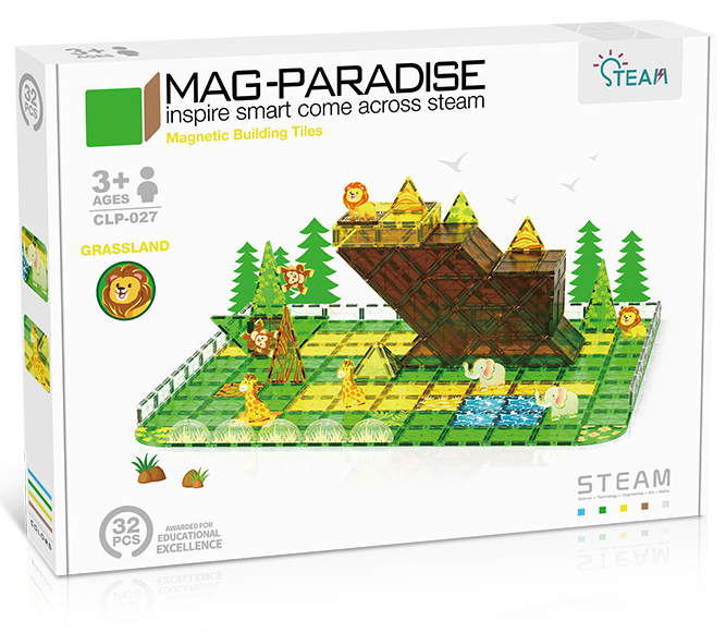 Magnetic Tiles Grassland Themed Set 32Pcs Mag-Paradise