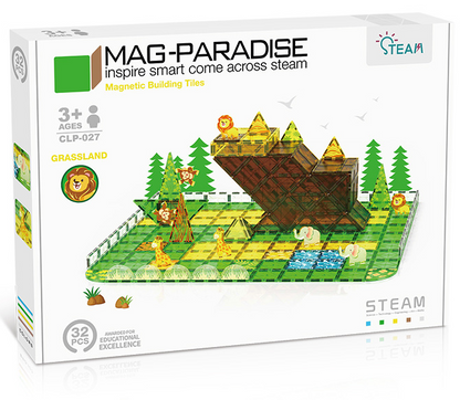 Magnetic Tiles Grassland Themed Set 32Pcs Mag-Paradise