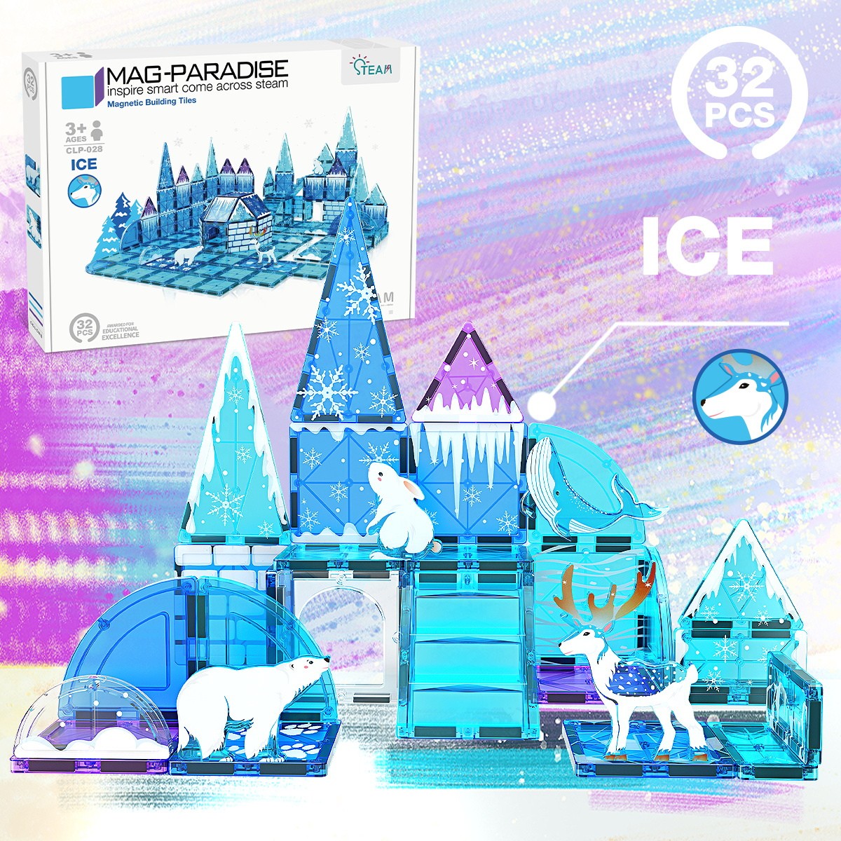 Magnetic Tiles Ice Themed Set 32Pcs Mag-Paradise