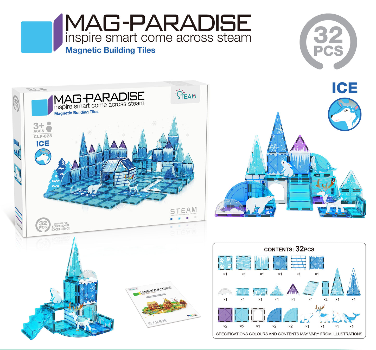 Magnetic Tiles Ice Themed Set 32Pcs Mag-Paradise