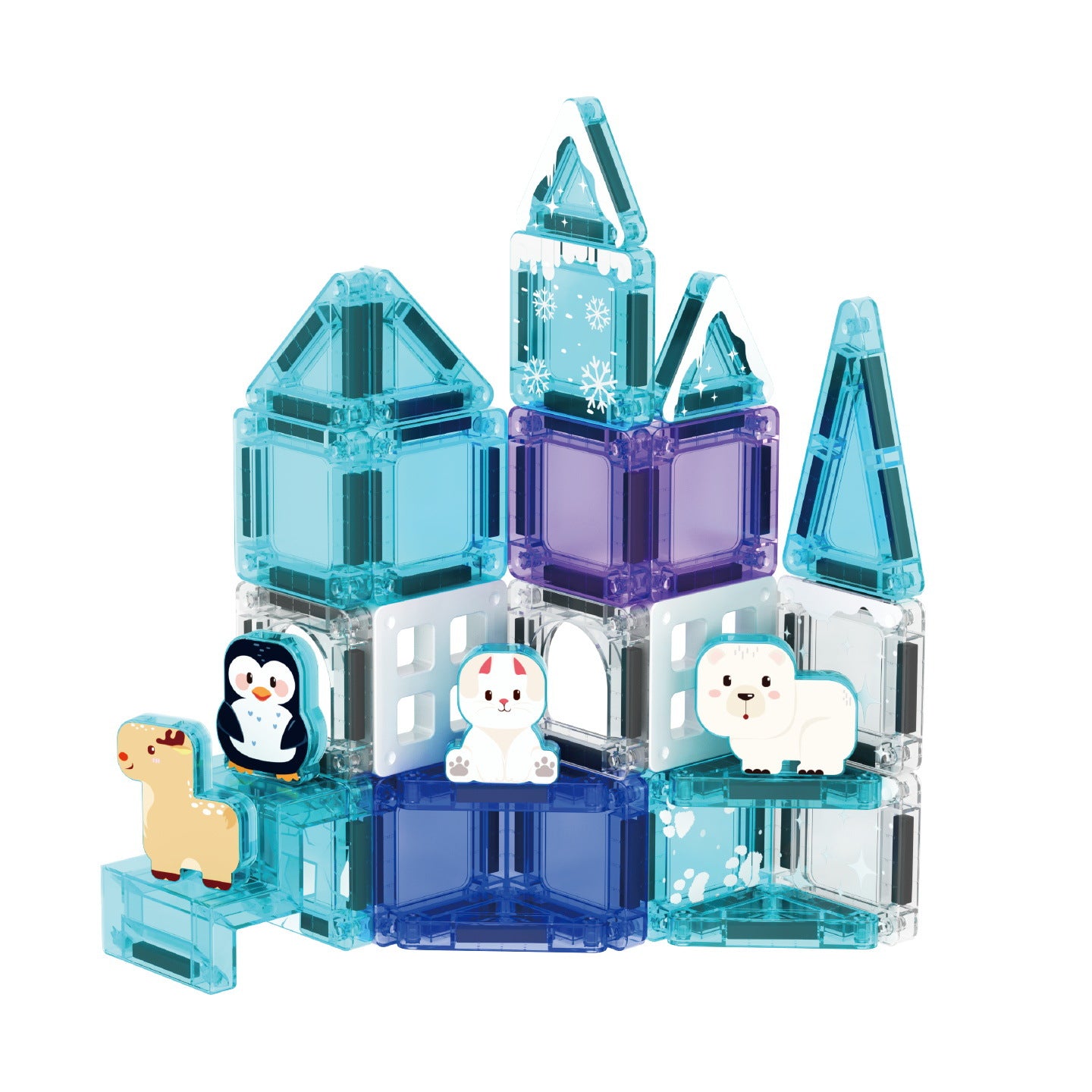 MAG-PARADISE 35-Piece Micro Magnetic Building Block Set – Arctic World & Winter Animals STEAM Toy with Portable Tin Box (Ages 3+)