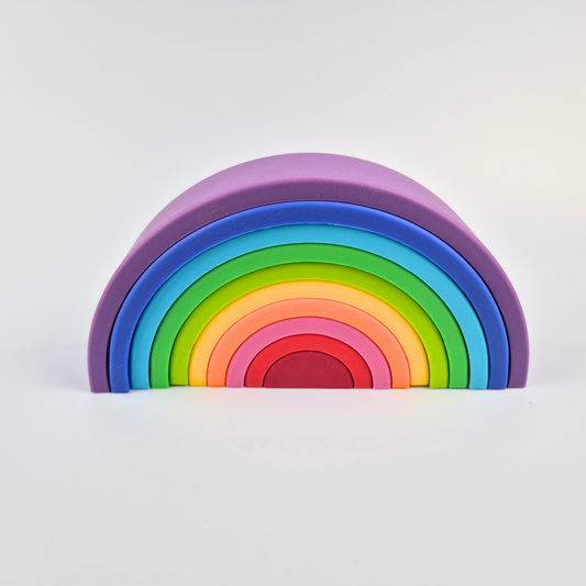 Silicone 10-Grid Rainbow Stacking Blocks Rainbow color