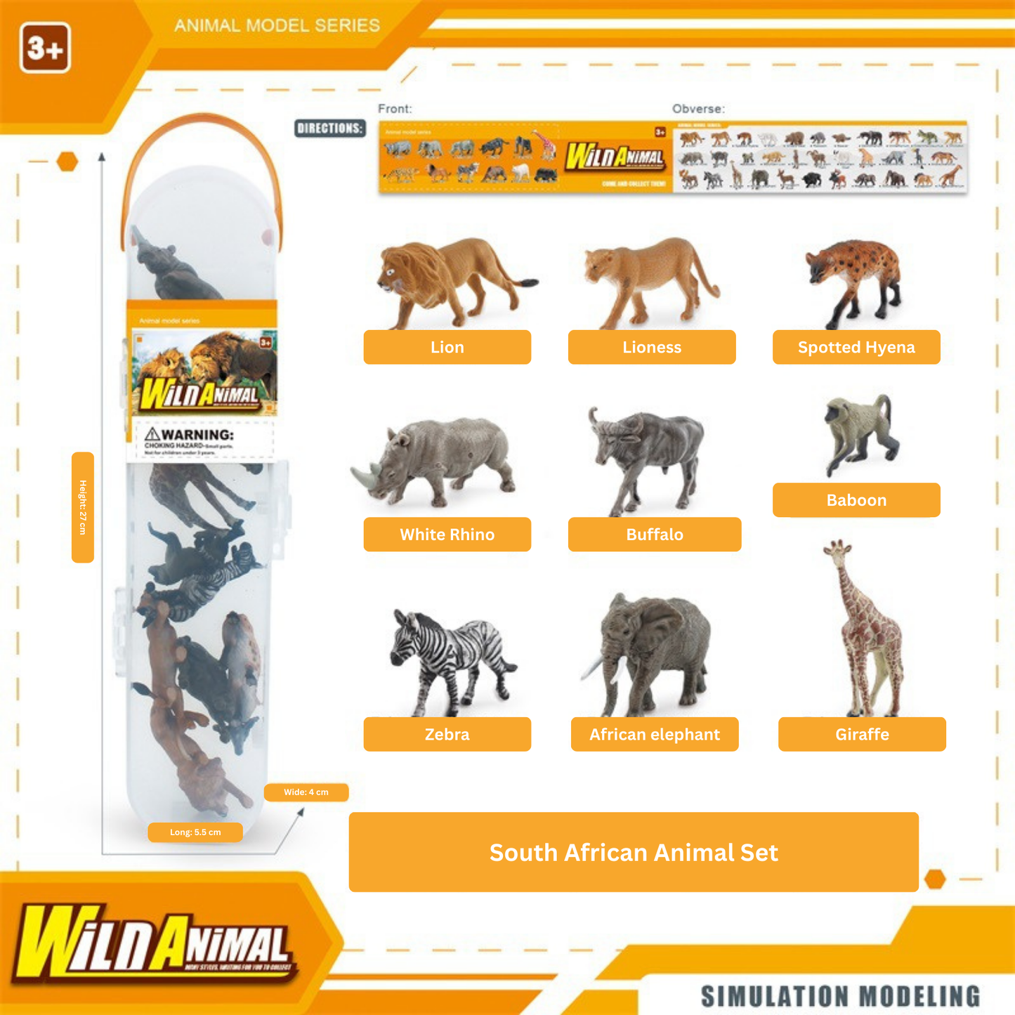 South African Animal Set – 9-Piece Realistic Wildlife Mini Figurine Collection