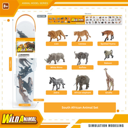 South African Animal Set – 9-Piece Realistic Wildlife Mini Figurine Collection