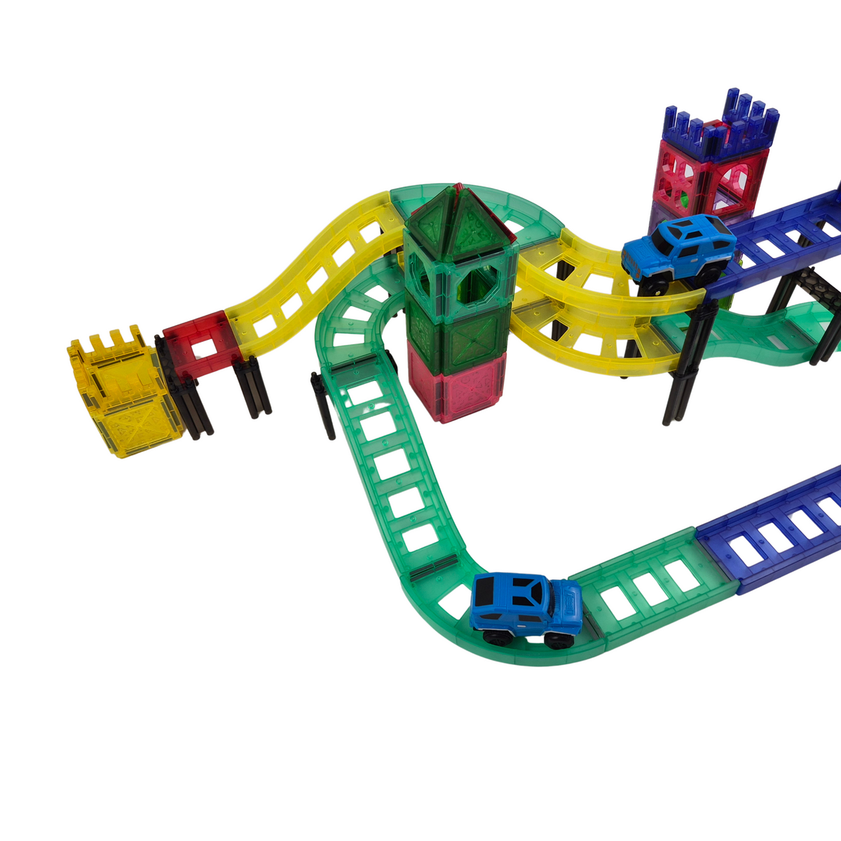 Car Track Using Shapes Magnetic Tile Car Track – 131-Piece Set for Creative Play – Shapes For Kids