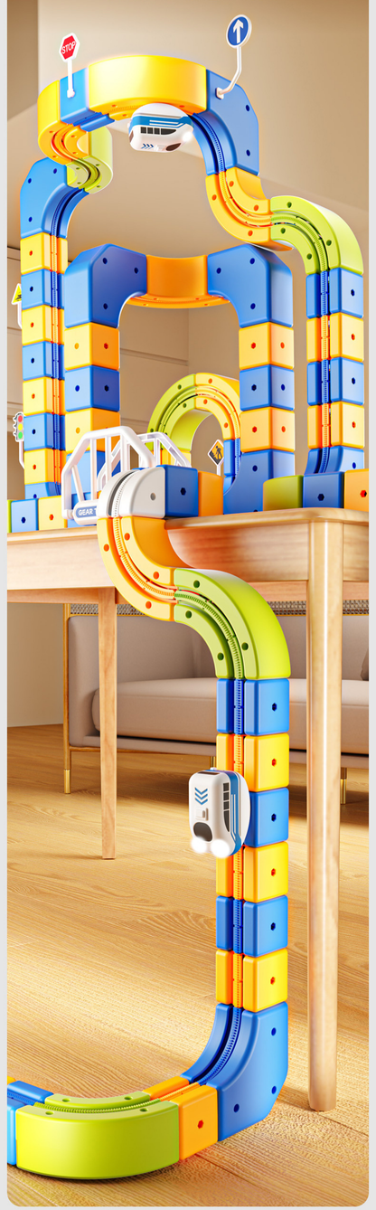 Versatile 3D Trackcar Electric Levitation Rail Train Set - 224-Piece Deluxe DIY Building Track Toy with USB Rechargeable Train for Kids Aged 3+