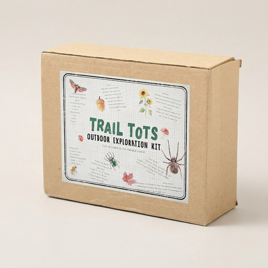 Trail Tots Wooden Kids Outdoor Exploration Kit – Educational Nature Adventure Set with Wooden Binoculars, Compass, Magnifying Glass & Scrapbook